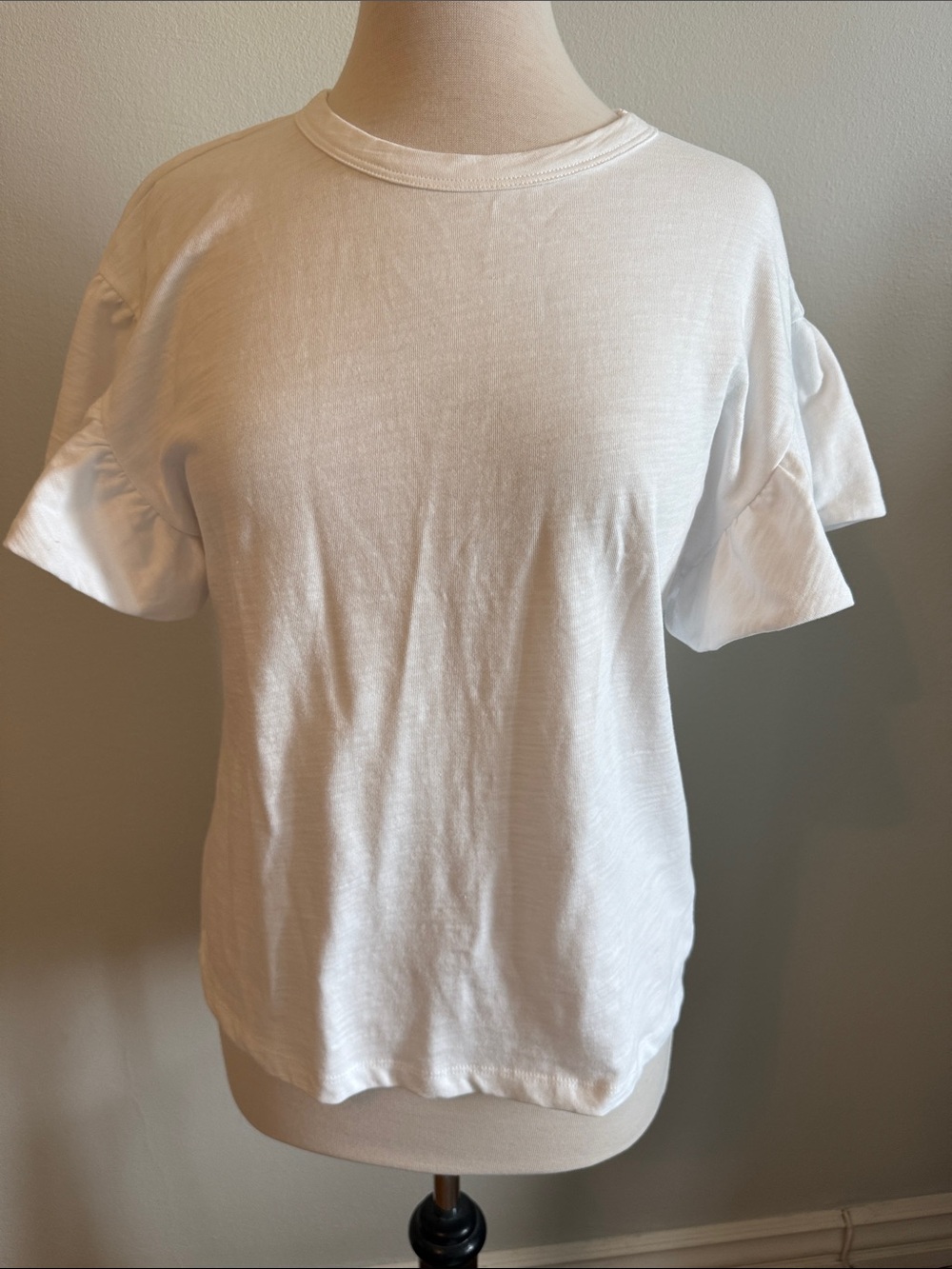 Nation LTD White Ruffle Sleeve Cotton Tee
